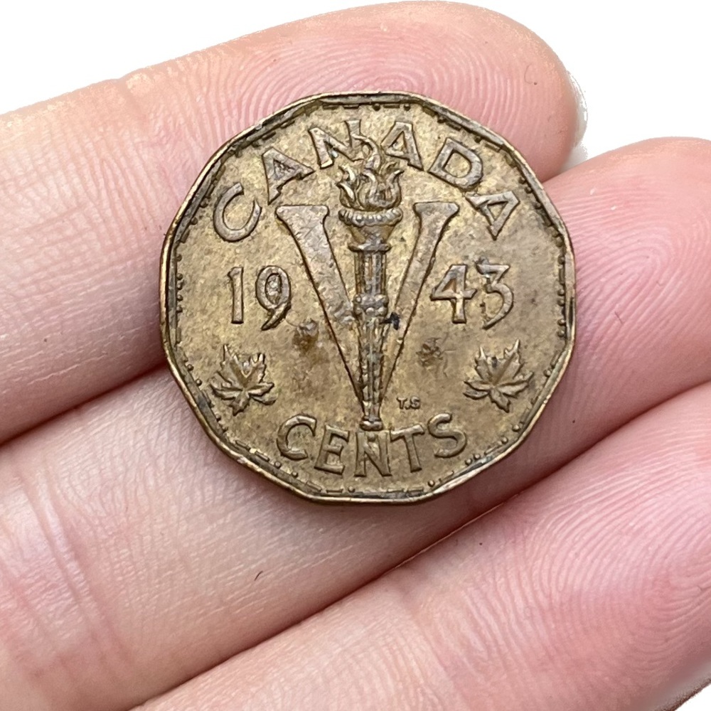 🎈$10 add on - 1943 VICTORY Tombac CANADA 5 CENTS - George VI